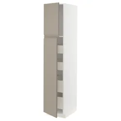 IKEA METOD / MAXIMERA(694.917.17) висока шафа з 2 дверцятами/4 ящиками, білий/Upplöv матовий темно-бежевий