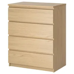 IKEA MALM (704.035.74) Комод, 4 ящики, MALM Комод з 4 ящиками, дубовий шпон, 80x100 см