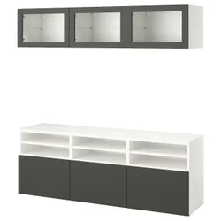 IKEA BESTÅ(395.751.72) Комбінація телевізора та скляних дверей, білий Sindvik/Lappviken темно-сірий