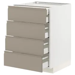IKEA METOD / MAXIMERA(294.916.63) Шафа з 4 фасадами/2 низькими/3 середніми ящиками, білий/Upplöv матовий темно-бежевий