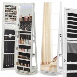 Поворотний косметичний туалетний столик з ювелірним дзеркалом та світлодіодним дзеркалом всередині