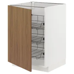 IKEA METOD(395.198.88) шафа з дротяним кошиком, білий/Тісторп імітація коричневого горіха