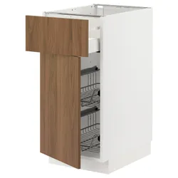 IKEA METOD / MAXIMERA(195.193.56) підлогова шафа/дверний кошик/ящик/двері, білий/Тісторп імітація коричневого горіха