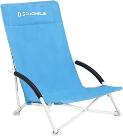 Шезлонг SONGMICS Gcb61Bu з високою спинкою, портативний складаний шезлонг, складаний крісло для кемпінгу, лежачий, легкий,