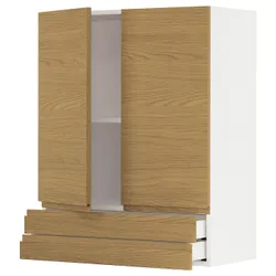 IKEA METOD / MAXIMERA(995.392.37) навісна шафа 2 двері/2 ящики, білий/імітація Voxtorpа дуб