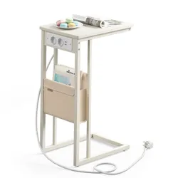 Кремово-білий бічний стіл зі смугою потужності