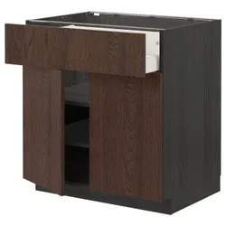 IKEA METOD / MAXIMERA(494.567.91) верхній ящик / 2 двері, чорний / Sinarp коричневий