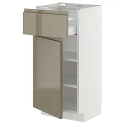IKEA METOD / MAXIMERA(395.774.30) Кабінет STJ, білий/Voxtorp Gloss Dark -brown