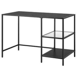 IKEA VITTSJÖ(706.074.39) письмовий стіл, чорно-коричневий/скл