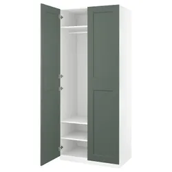 IKEA PAX / GRIMO(995.792.33) Комбінація гардеробу, білий/сірий -зелений