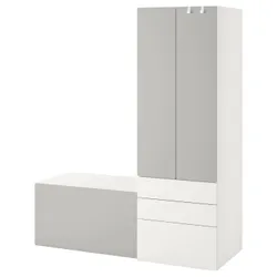 IKEA SMÅSTAD / PLATSA (194.312.26) стійка, білий сірий / з лавою