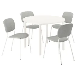 IKEA VIHALS / VIHALS(395.899.42) Стіл та 4 стільці, Білий білий/білий бежевий