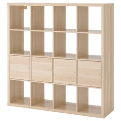 IKEA KALLAX(491.974.20) книжкова шафа на 4 вставки, білий морений дуб