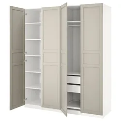 IKEA PAX(393.041.28) гардероб, білий / Flisberget світло-бежевий