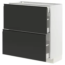 IKEA METOD / MAXIMERA(894.931.45) Шафа з 2 фасадами/3 ящиками, білий/Upplöv матовий антрацит