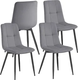 Обідні стільці VASAGLE Velvet, кухонні стільці (вантажопідйомність до 120 кг), крісла з регульованими ніжками, сучасні, м'які, для