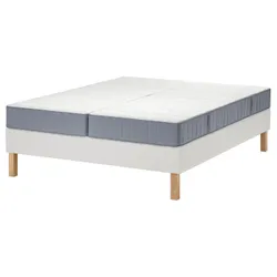 IKEA LYNGÖR(995.534.45) континентальне ліжко, Vesteröy твердий/середньотвердий/блакитний білий