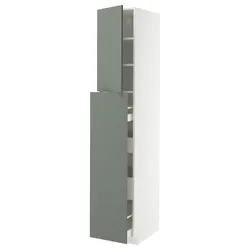IKEA METOD / MAXIMERA(795.656.56) висока шафа з 4 ящиками/1 дверцятами/2 полицями, білий/Nickebo матовий сіро-зелений