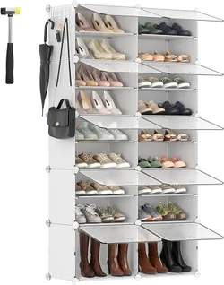 Полиця для взуття SONGMICS, що замикається, пластикова шафа для зберігання, модульний органайзер для зберігання, 30 x 40 x 30 см