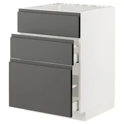 IKEA METOD / MAXIMERA (294.776.43) стояча шафа / витяжка з ящиками, білий / Voxtorp темно-сірий