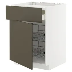 IKEA METOD / MAXIMERA(195.585.26) шафа n для плити/ящиків/2-дверна, білий/Хавсторп коричнево-бежевий