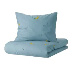 IKEA VÄNKRETS Підковдра і наволочка, синій, банановий візерунок (105.047.07)