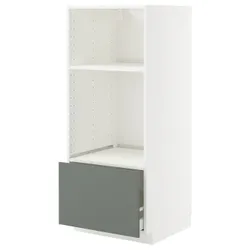 IKEA METOD / MAXIMERA(595.662.37) висока підлогова шафа для духовки/мікрохвильової печі, білий/Nickebo матовий сіро-зелений