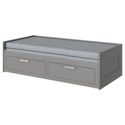 IKEA BRIMNES(595.900.15) Рівень з 2 ящиками, 2 матраци, сірий/Ågotnes важко