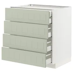 IKEA METOD / MAXIMERA(394.863.12) Шафа з 4 фасадами/2 низькими/3 середніми ящиками, білий/Stensund світло-зелений