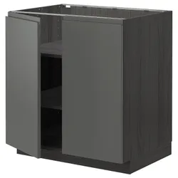 IKEA METOD(694.639.60) stj шафа / полиці / 2 двер, чорний / Voxtorp темно-сірий