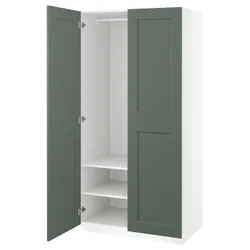 IKEA PAX / GRIMO(195.792.27) Комбінація гардеробу, білий/сірий -зелений