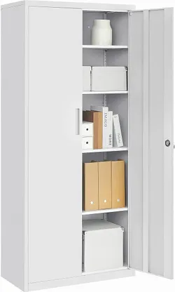 SONGMICS Шафа для зберігання, сталь, 5 рівнів, 40 x 80 x 180 см, подвійні двері, замок, шафа для інструментів, регульовані полиці,