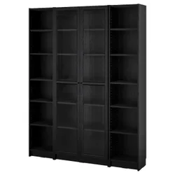 IKEA BILLY / OXBERG(494.835.39) комбінація полиць зі скляними дверима, чорна імітація дуб