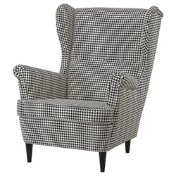 IKEA STRANDMON Крісло Wingback, Vibberbo чорний / бежевий (204.569.56)