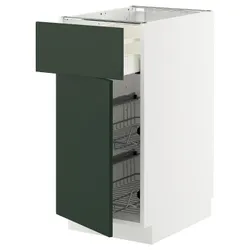 IKEA METOD / MAXIMERA(095.572.78) підлогова шафа/дверний кошик/ящик/двері, білий/Хавсторп темно-зелений