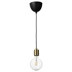 IKEA SKAFTET / LUNNOM(194.944.50) підвісний світильник з лампочкою, латунний/затемнюваний глобус