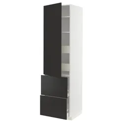 IKEA METOD / MAXIMERA(794.985.44) висока шафа з полицею/4 ящики/двері/2 фасади, білий/Nickebo матовий антрацит