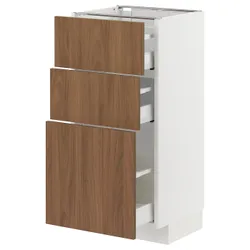 IKEA METOD / MAXIMERA(395.191.95) шафа для підлоги з 3 ящиками, білий/Тісторп імітація коричневого горіха
