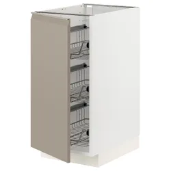 IKEA METOD(494.925.72) шафа з дротяним кошиком, білий/Upplöv матовий темно-бежевий