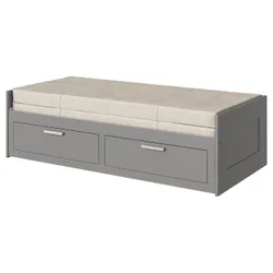 IKEA BRIMNES(395.900.16) Рівень з 2 ящиками, 2 матраци, сірий/vannareid важко