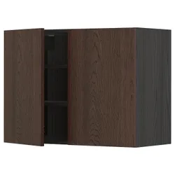 IKEA METOD(594.667.37) навісна шафа з полицями / 2 двер, чорний / Sinarp коричневий