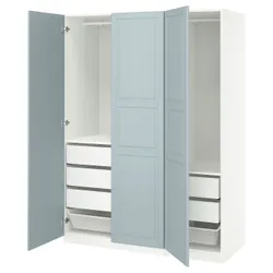 IKEA PAX / FJÄREHALS(395.651.54) Комбінація гардеробу, білий/світло -сірий -блак