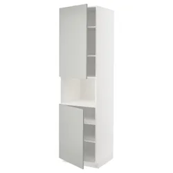 IKEA METOD(795.382.05) висока шафа, мікрохвильова піч, 2 дверцята/полиці, білий/Хавсторп світло-сірий