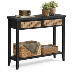 Чорна консоль із ящиками ротана