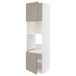 IKEA METOD(994.923.48) Вал високий/мікро 2др/пол, білий/Upplöv матовий темно-бежевий