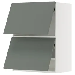 IKEA METOD(895.659.53) Горизонтальна шафа з 2 дверцятами, сенсорне відкривання, білий/Nickebo матовий сіро-зелений