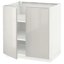 IKEA METOD(694.550.31) stj шафа / полиці / 2 двер, білий / Ringhult світло-сірий