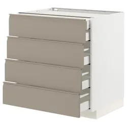 IKEA METOD / MAXIMERA(394.920.30) Шафа з 4 фасадами/2 низькими/3 середніми ящиками, білий/Upplöv матовий темно-бежевий