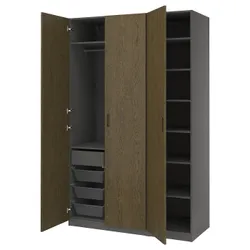 IKEA PAX / TONSTAD(395.490.17) Комбінація гардеробу, темно -сірий/коричневий шпона дуба