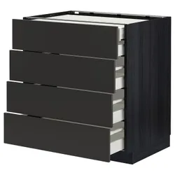 IKEA METOD / MAXIMERA(394.990.79) Шафа з 4 фасадами/2 низькими/3 середніми ящиками, чорний/Nickebo матовий антрацит